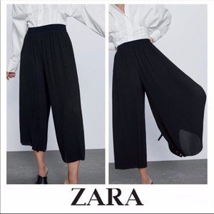 Zara Plisse Wideleg Cropped Pants